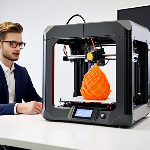 Home 11 **Image Prompt:** A young engineer passionately presenting a self-built 3D printer during a job interview in a modern office setting. Focus on conveying enthusiasm and technical expertise.
