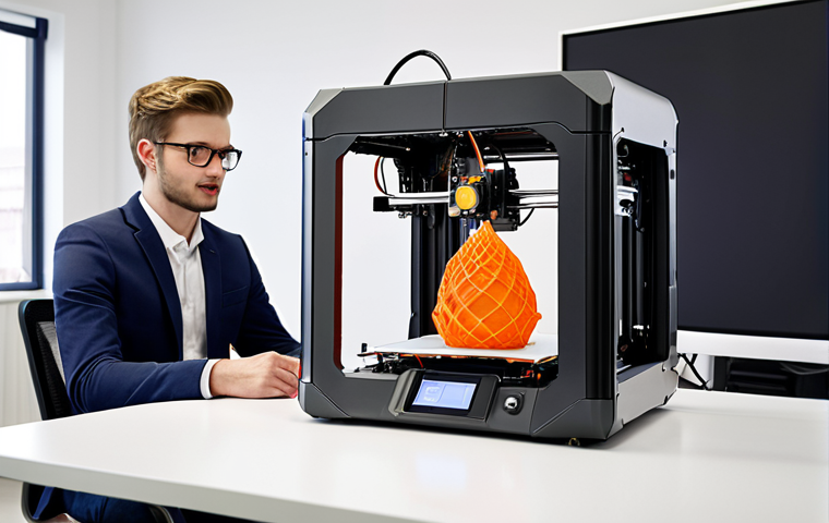 **Image Prompt:** A young engineer passionately presenting a self-built 3D printer during a job interview in a modern office setting. Focus on conveying enthusiasm and technical expertise.